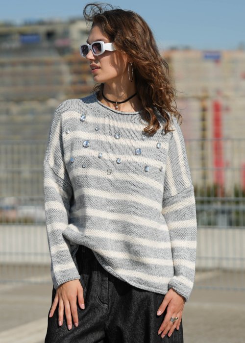 Sweter Ten Szaro-Biały