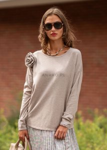 Dzianinowy Sweter Rose Longs Beżowy 