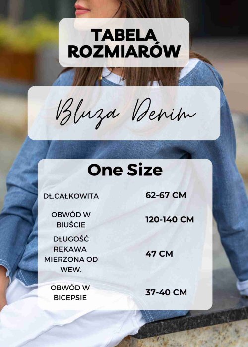 Tabela Rozmiarów dla Niebieska Bluza Denim