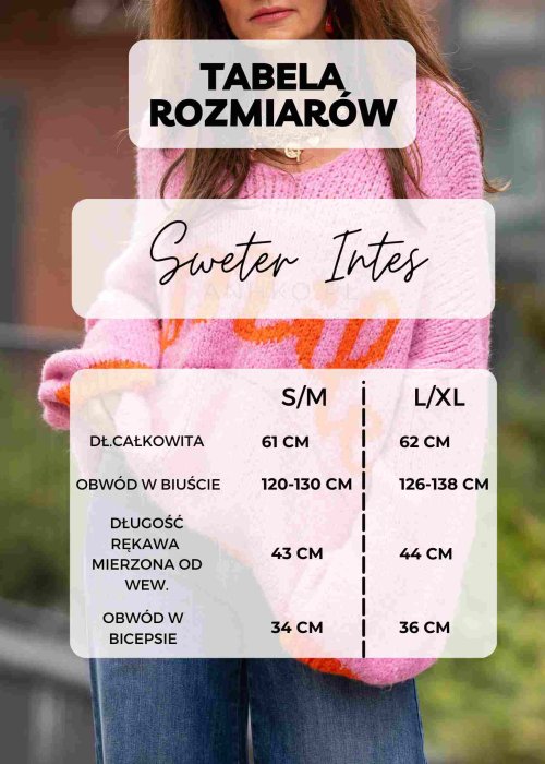 Tabela Rozmiarów dla Sweter z Szalem Intes Pomarańczowy