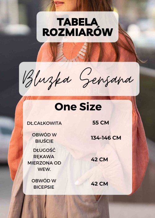 Tabela Rozmiarów One Size Bluzka Sensana Bordowa