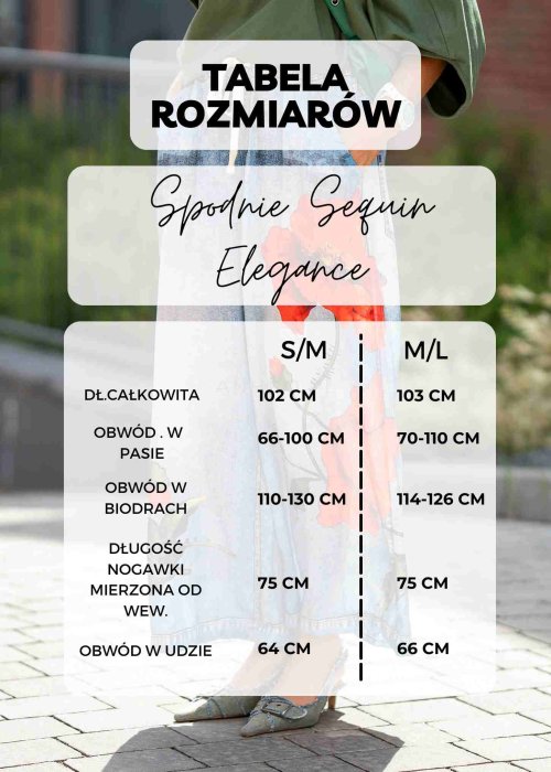 Poliestrowe spodnie czarne z cekinami, luźny fason z elastyczną talią.