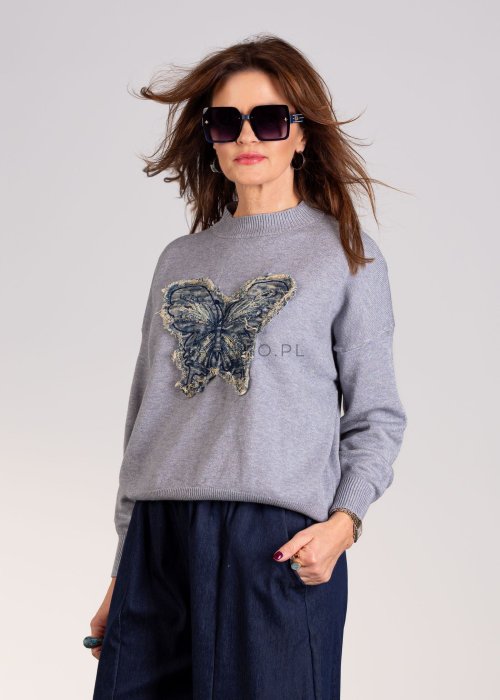 Sweter Denim Butterfly Szary 