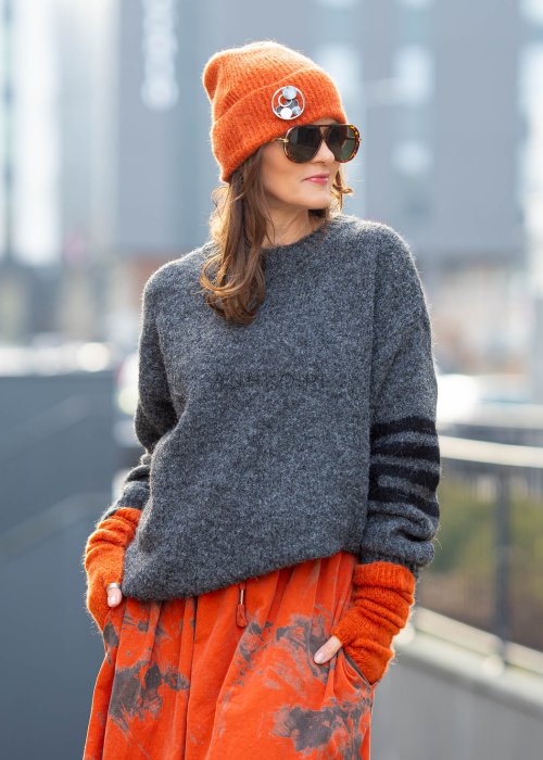 Sweter Cardi z Szalem Szary 