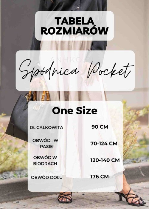 Czarna spódnica midi z dużymi drewnianymi guzikami z przodu, elastyczną talią na troczek i praktycznymi kieszeniami po bokach, w stylu casual.