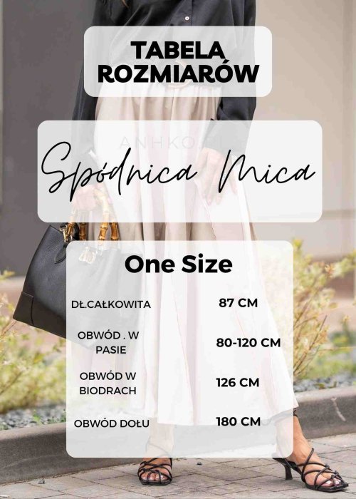 Tabela Rozmiarów dla Spódnica Mica Czarna