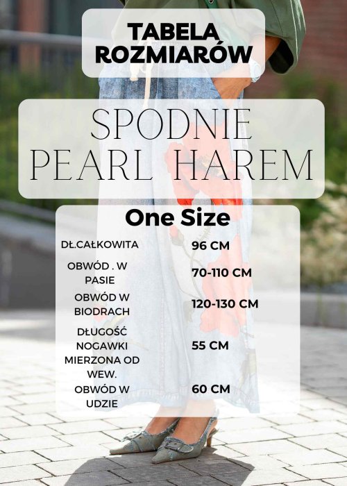 Tabela Rozmiarów dla Spodnie Pearl Harem Jasnoniebieskie