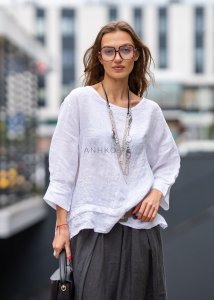 Bluzka Lniana Tatiano Biała 