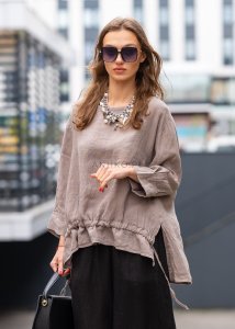 Bluzka Lniana Tatiano Taupe 