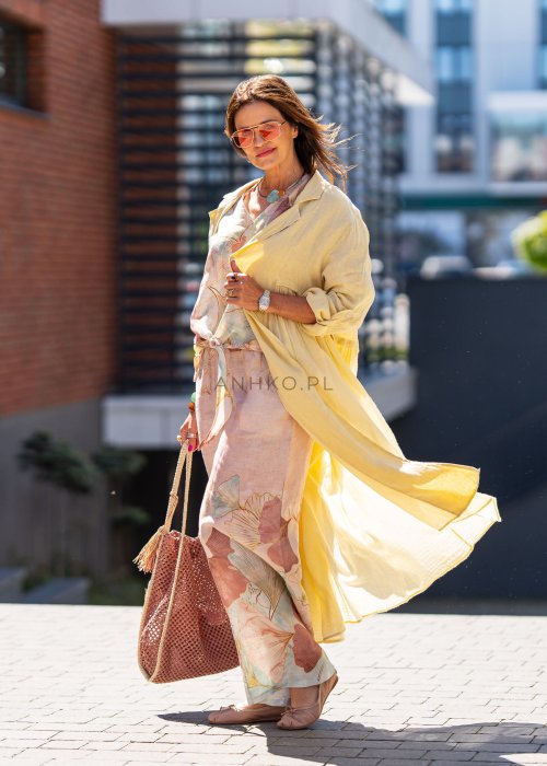 Kimono z Dodatkiem Lnu Rustinn Żółta 