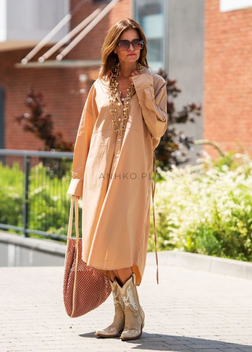 Sukienka Koszulowa Shirt Camel
