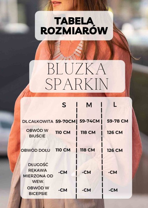 Tabela Rozmiarów dla Bluzka z Dodatkiem Lnu Sparkin Taupe