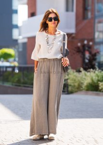 Spodnie lniane Montodio Taupe 