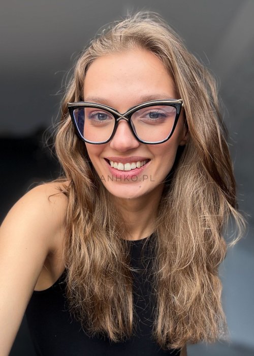 Okulary Zerówki Cat-Eye Czarne 6169 C4