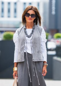 Jeansowa Kamizelka New Grey Denim Bloom 