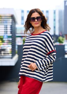 Bluza Teyora z Granatowymi  Paskami 