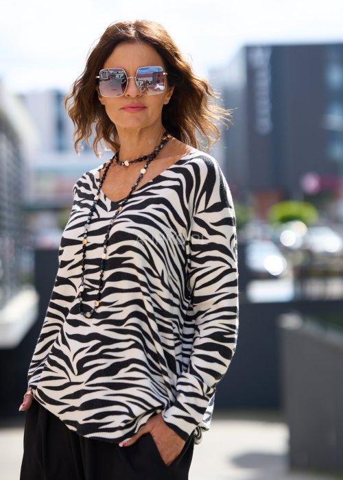 Sweter Zebra Knit Biało-Czarny 