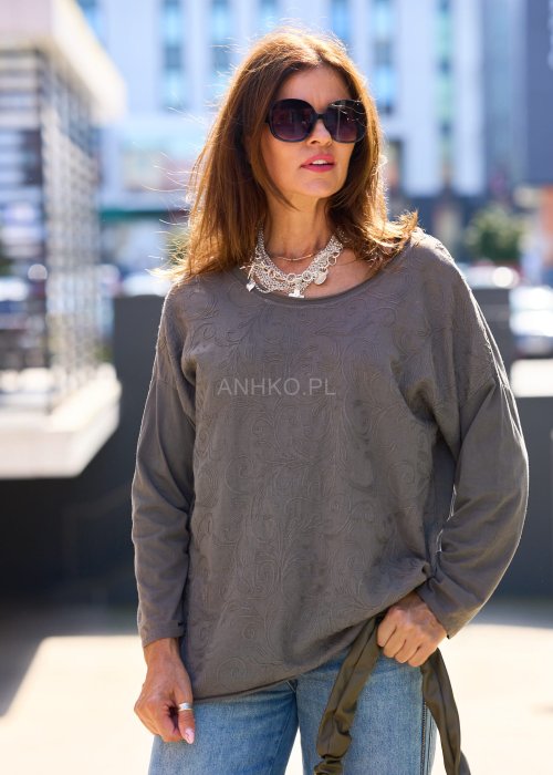 Bluzka z Dodatkiem Lnu Textura Blouse Szara