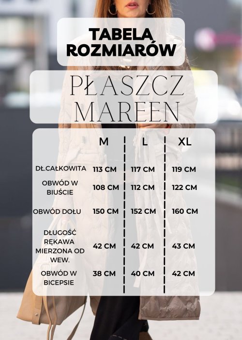 Długi brązowy płaszcz pikowany z kapturem i futrzanym wykończeniem, ocieplany, o prostym kroju, idealny na zimę