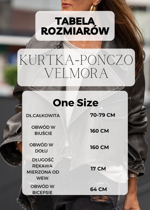 Tabela Rozmiarów One Size Kurtka - Ponczo Velmora Czarna
