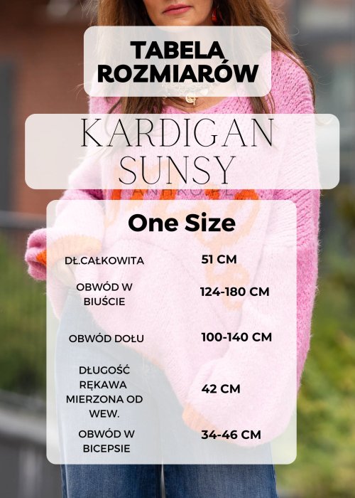 Tabela Rozmiarów dla Kardigan Damski  Sunsy Miodowy