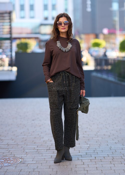 Spodnie Trousers Leopard Ciemnozielone
