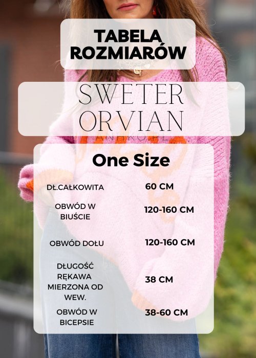 Tabela Rozmiarów dla Kardigan dla Orvian Pomarańczowy