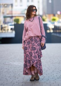 Spódnica Sztruksowa Galerinio Flowers Różowa