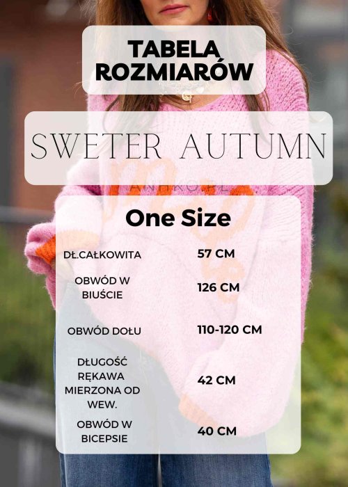 Tabela Rozmiarów One Size Sweter Autumn Różowy