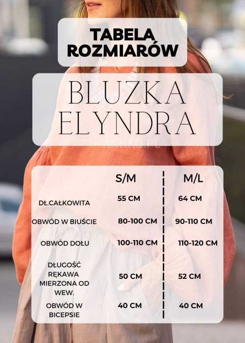 Tabela Rozmiarów S-M Bluzka Dzianinowa Elyndra Bordowa