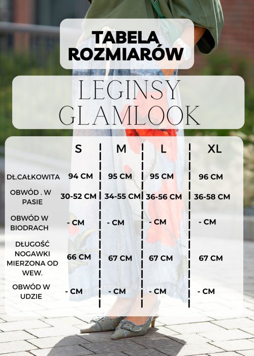 Tabela Rozmiarów dla S,M,L,XL Legginsy GlamLook Khaki