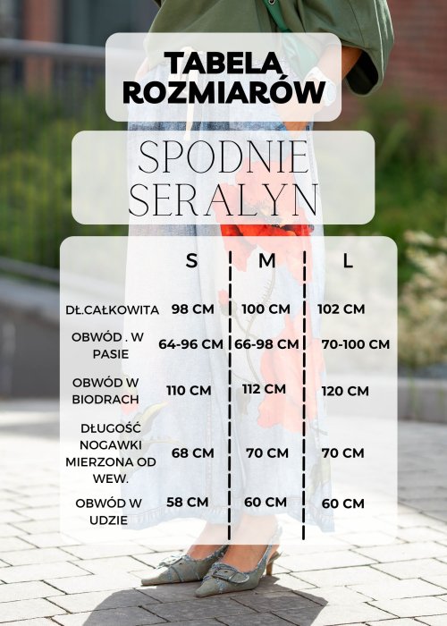 Tabela Rozmiarowa S-L Spodnie Seralyn Niebieskie