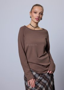 Bluzka Fari Light Brown z Długim Rękawem
