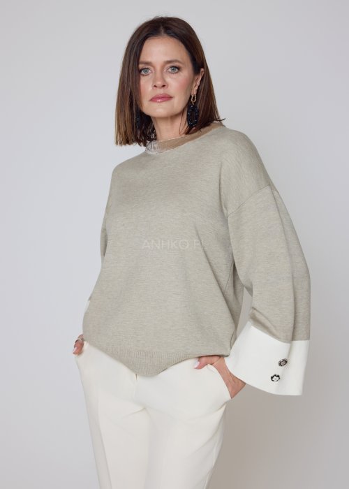 Sweter Meridia Beżowo-Kremowy