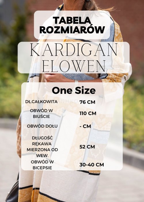 Tabela Rozmiarów Kardigan Dwuczęściowy Elowen Fuksja -  Kardigan