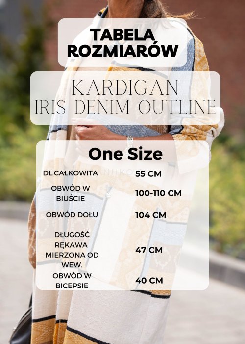Tabela Rozmiarów One Size Kardigan Iris Denim Outline Czarny