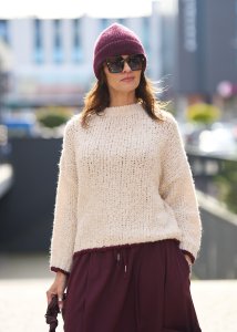 Sweter Curara Beżowo-bordowy