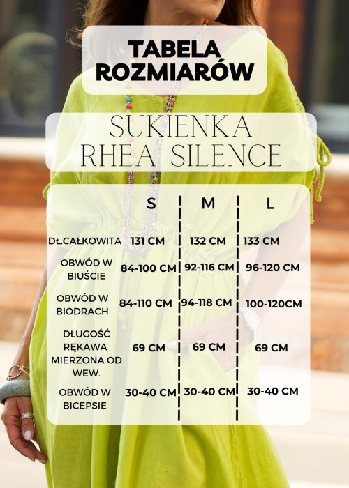 Tabela Rozmiarów S-L Sukienka Rhea Silence Czarna