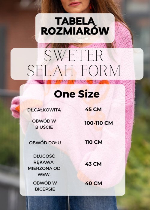 Tabela Rozmiarów One Size Sweter Selah Form Szaro-Różowy