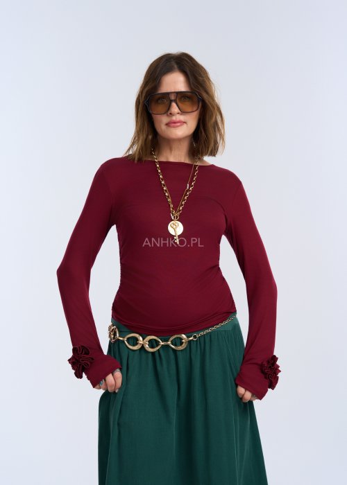 Bluzka Embrayne Bordowa