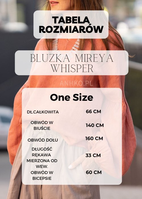 Tabela Rozmiarów dla Bluzka Mireya Whisper Camel