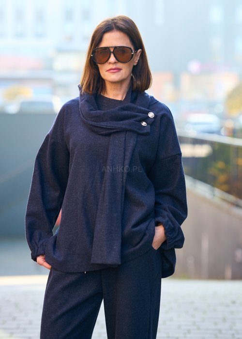 Bluza Miralune Grafitowa z Szalem 