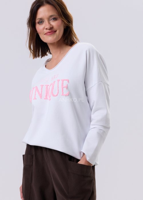 Bluzka Script Longsleeve Biała 