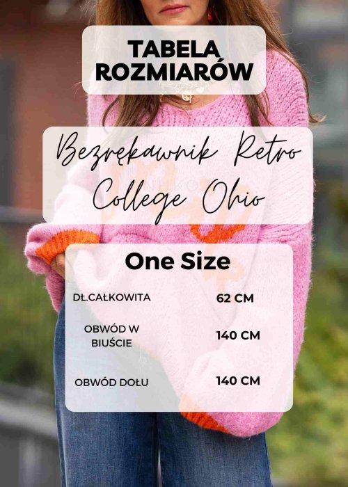 Tabela Rozmiarów dla Bezrękawnik Retro College Ohio Czekoladowy