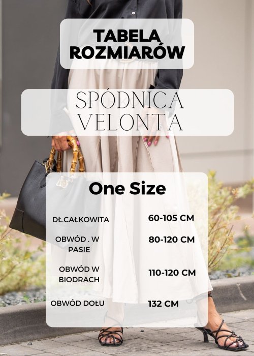 Tabela Rozmiarów dla Spódnica Velonta Ciemnobrązowa