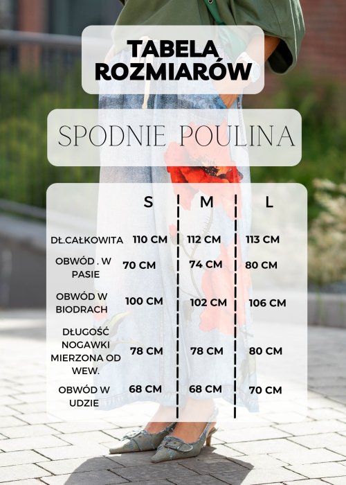Tabela Rozmiarów dla Spodnie Poulina Brązowe