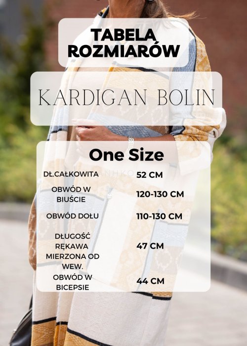 Tabela Rozmiarów dla Kardigan Bolin Musztardowy