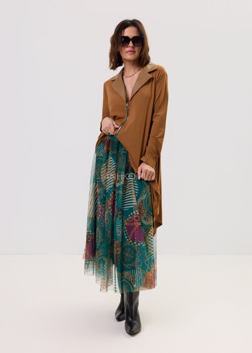 Bluzka Faux Leather Collar Camel 