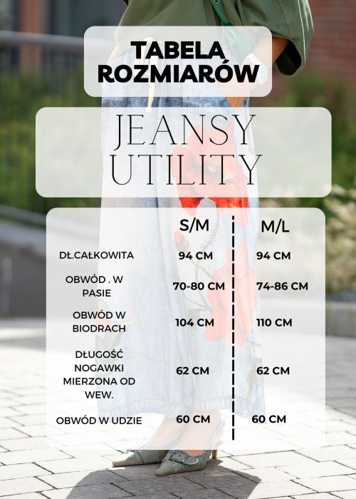 Tabela Rozmiarów dla Jeansy Utility Dark Denim