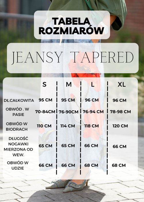 Tabelea Rozmiarów dla Jeansy Tapered Denim